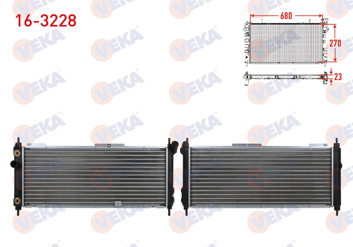Veka 16-3228 Water Radiator Mechanical Opel Corsa B 1.2i 16V A-T 1993-2000 — Radiators & Fans