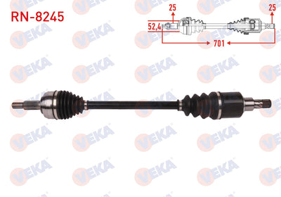 Veka RN-8245 Complete Axle Left Front 701mm Renault Megane IV 1.6 16V A-T Cvt 2016 — Axles, CV Joints & Boots