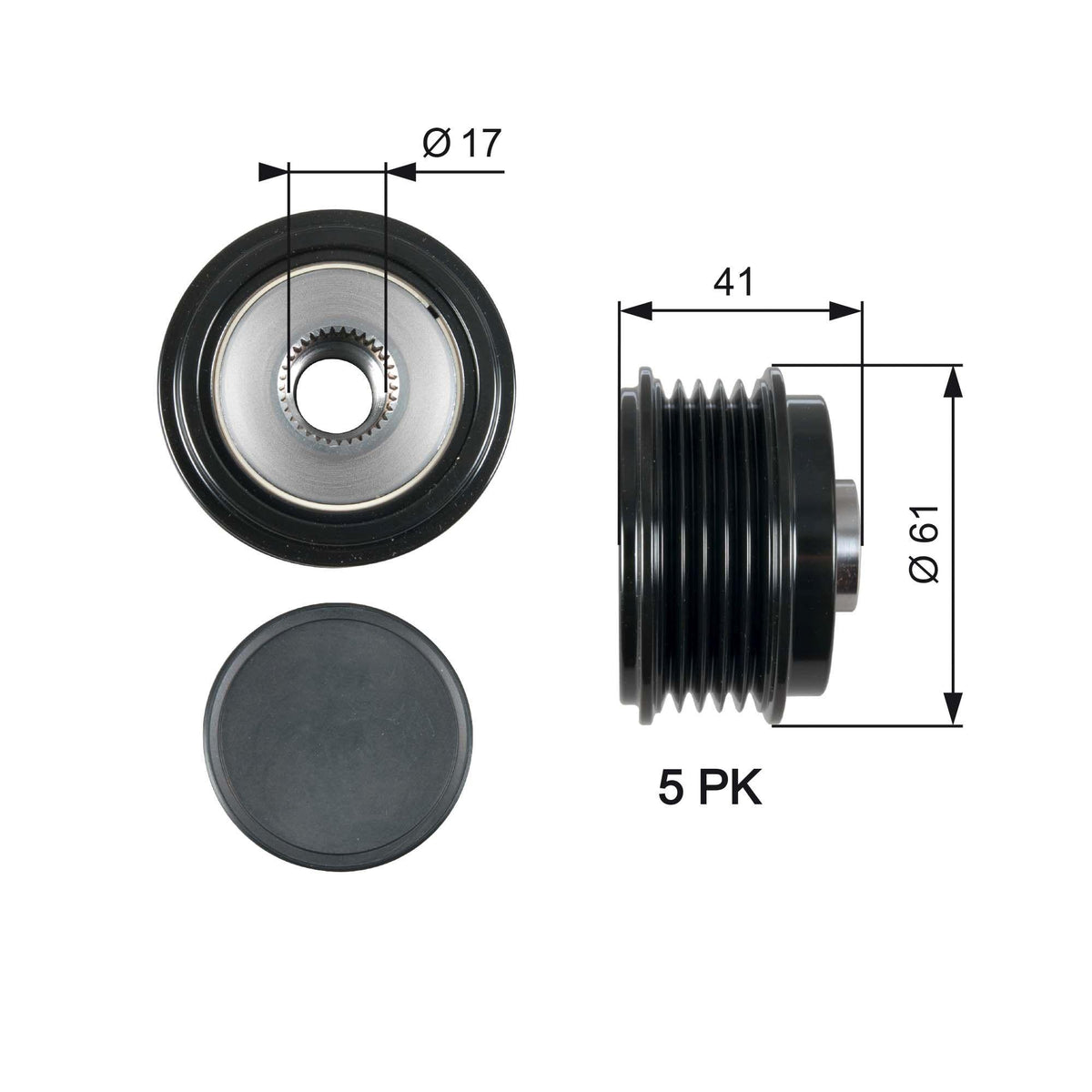 Gates OAP7173 Alternator Pulley i30 i20 Ix20 Rio Soul 1.4-1.6 CRDi — Starting & Charging