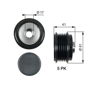 Gates OAP7173 Alternator Pulley i30 i20 Ix20 Rio Soul 1.4-1.6 CRDi