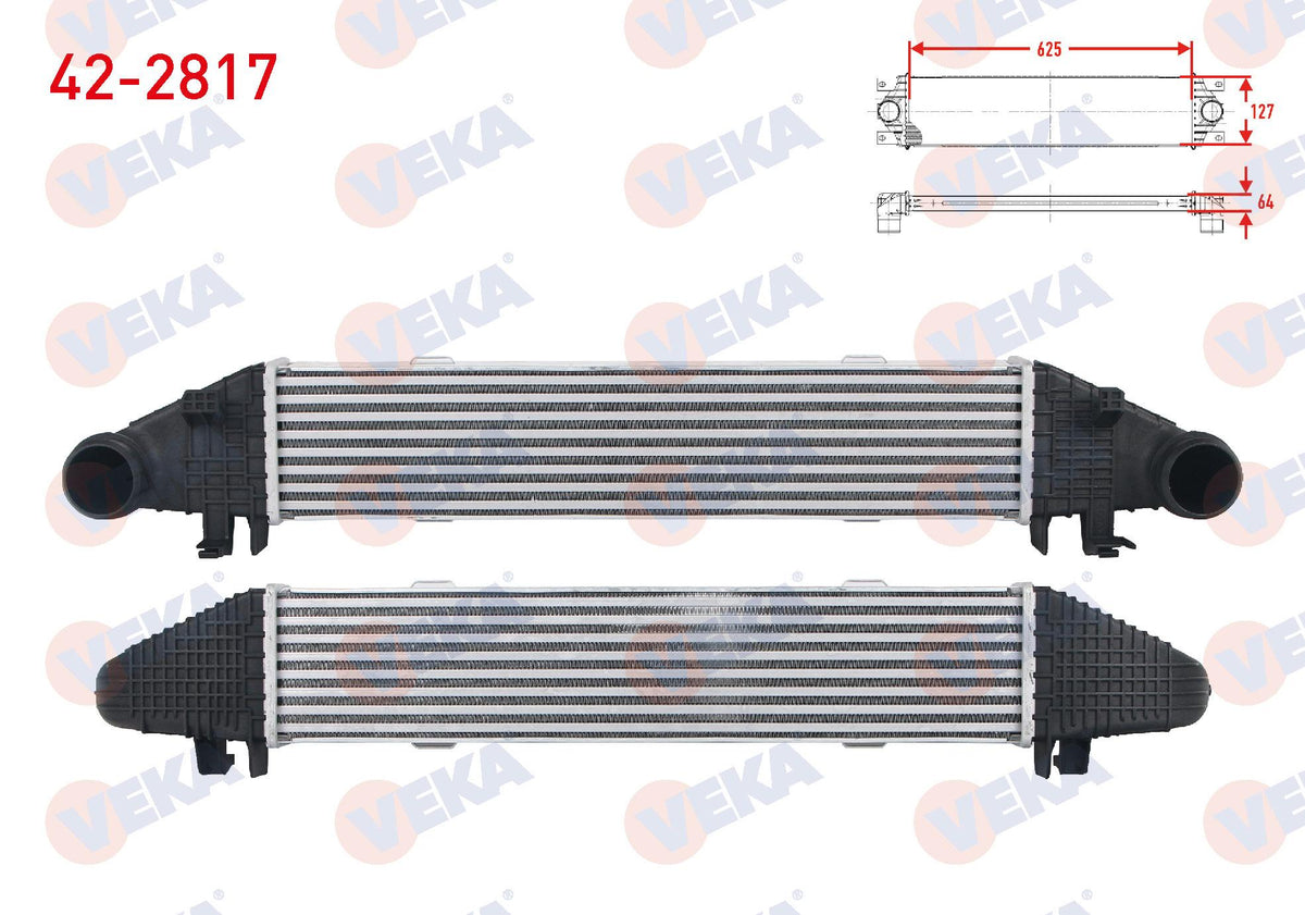 Veka 42-2817 Turbo Radiator (Intercooler) Mercedes C Series (W204) C 180-C 200-C 200 CDI 2007-2014 — Radiators & Fans