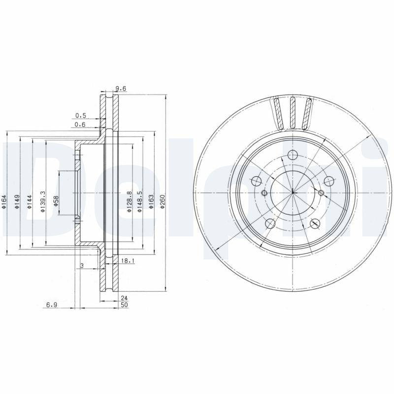 Delphi BG2767 Front Brake Disc Air 260mm Subaru SVX Impreza Legacy 92-03