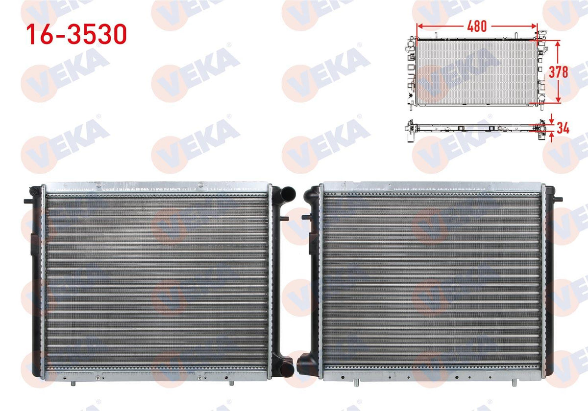 Veka 16-3530 Water Radiator Mechanical Renault R19 1.9 D M-T 1988-2001 — Radiators & Fans