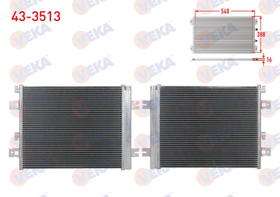 Veka 43-3513 A/C Condenser Dacia Duster 1.5 dCi M-T 4X4 2009-2012 — Condensers & Evaporators