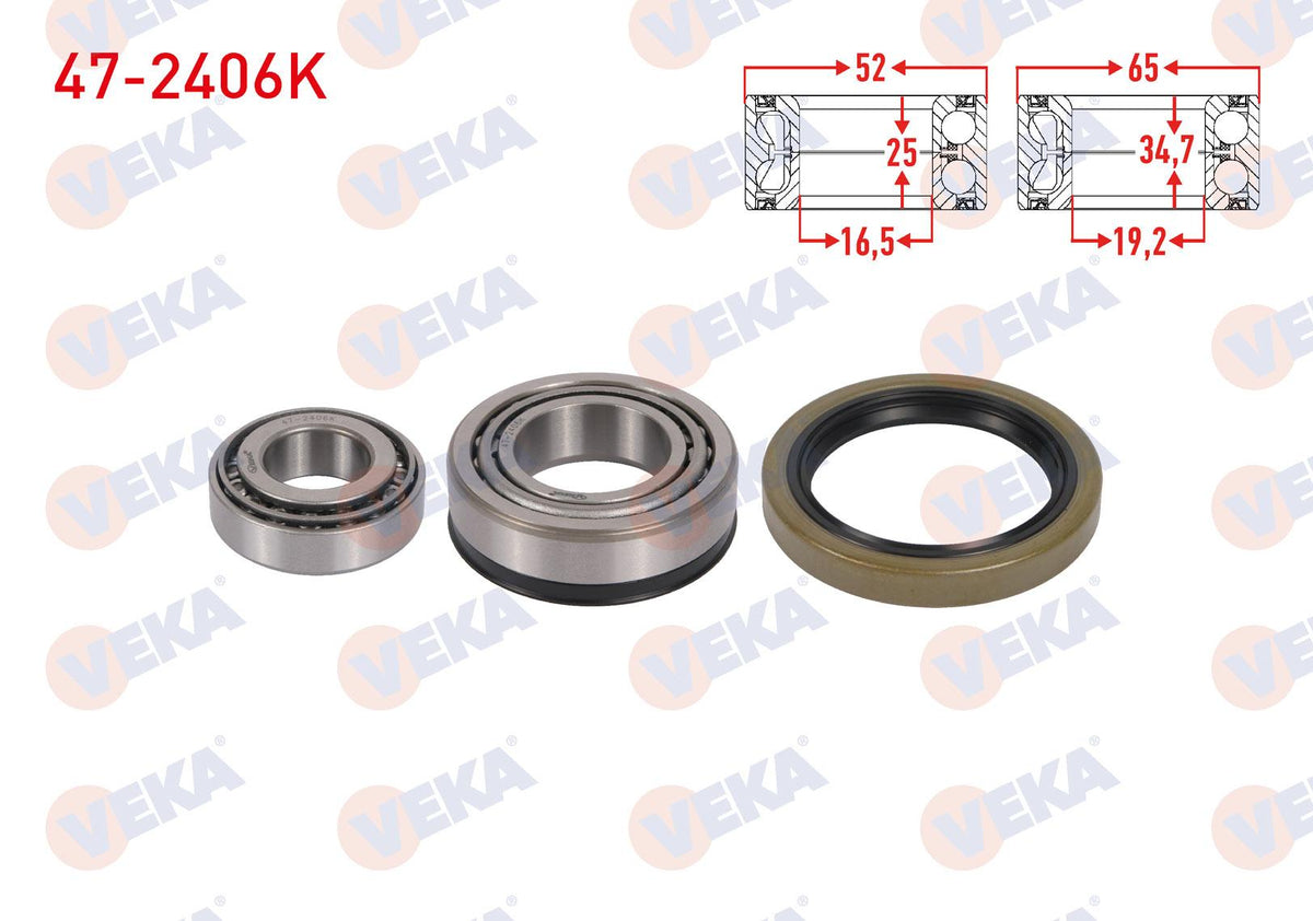 Veka 47-2406K Front Wheel Bearing Kit Left-Right 65X34, 7X19 and 2 more models — Wheel Bearings