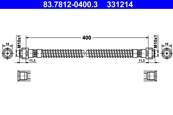 ATE 83.7812-0400.3 Brake Hose — Brake Hydraulics