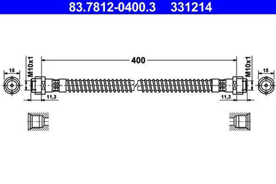 ATE 83.7812-0400.3 Brake Hose — Brake Hydraulics