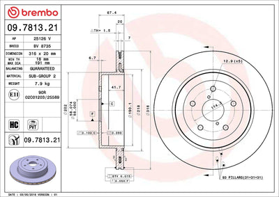 Brembo 09.7813.21 Brake Disc Rear UV Coated Subaru — Brake Rotors & Drums