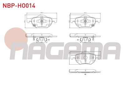 NAGAMA NBP-HO014 Brake Pad Front with Wear Indicator Honda Accord VIII (Cu) 2.0 I-Vtec-2.2 I- CDTi-2.4 I-Vtec 2003-2008