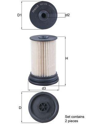 Mahle KX516-S Diesel Filter Opel Antara / Chevrolet Captiva C100-C140 2.0 D — Fuel Delivery