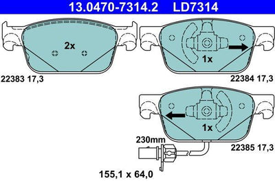 ATE 13.0470-7314.2 Brake Pad Ceramic — Brake Pads