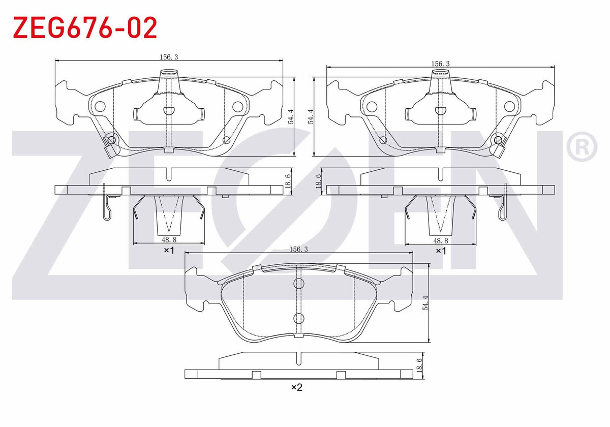 Zegen ZEG676-02 Brake Pad Front with Wear Indicator Toyota Avensis (T22) 1.6i 1997-2003 / Avensis (T22) 2.0i 199 — Brake Pads