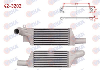 Veka 42-3202 Turbo Radiator (Intercooler) Opel Combo C 1.7 DTi 2001-2006 — Radiators & Fans