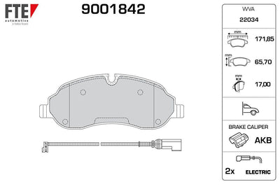 Fte 9001842 Front Brake Pad Transit V363 14> Rear Ceker Pair Wheel