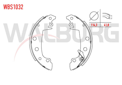 WALBURG WBS1032 Brake Shoe Rear Fiat 131 — Brake Cables & Hardware