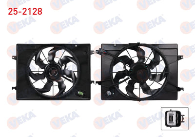 Veka 25-2128 Fan Motor Su Radiator with Shroud Single Fan Hyundai Tucson (Jm) 2.0 CRDi 2004-2010