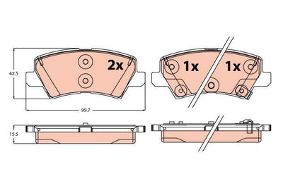 TRW GDB2248 Brake Pad Rear Accent Blue Sonata Soul Picanto III — Brake Pads