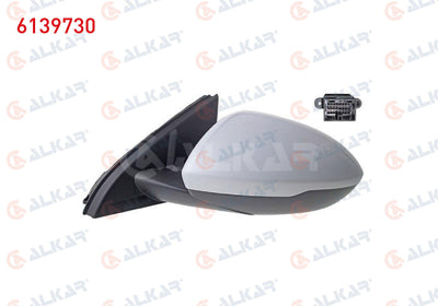 Alkar 6139730 Outer Rear View Mirror Left Electric Aspheric Heated Primed 5 Pin Opel Insignia B (Z18) 2017 — Mirrors