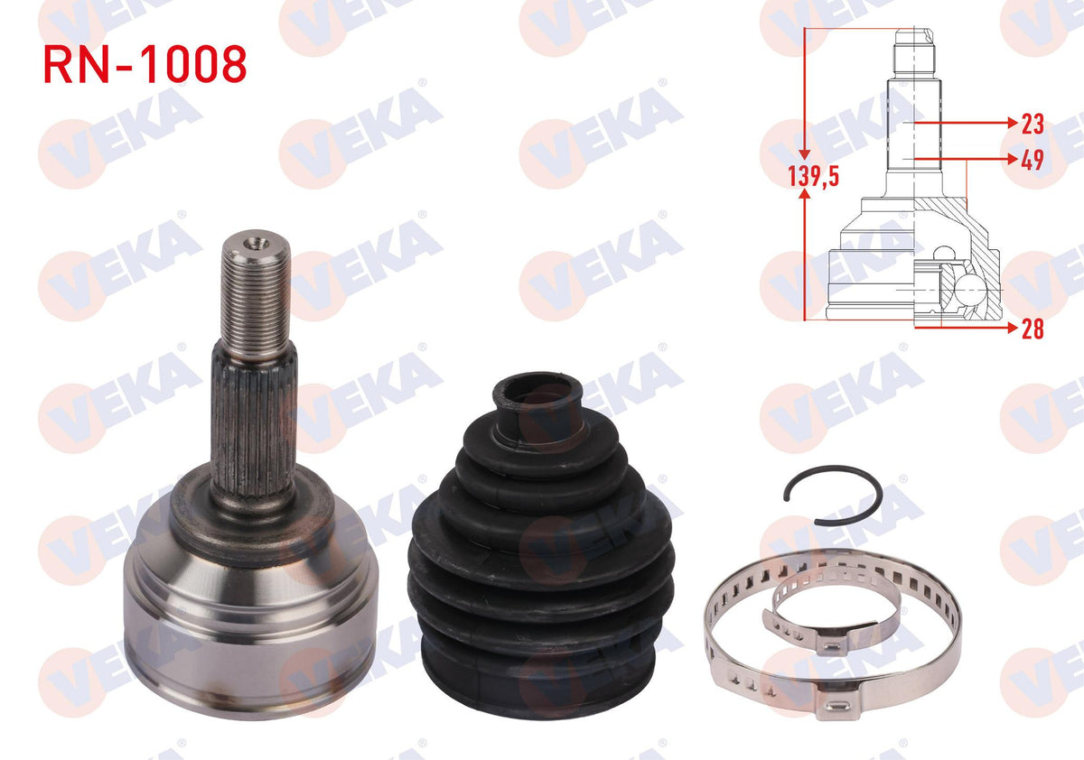 Veka RN-1008 CV Joint Left-Right Front Outer Length 139 — Axles, CV Joints & Boots