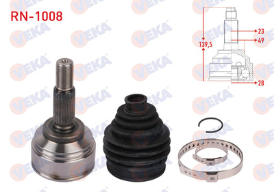 Veka RN-1008 CV Joint Left-Right Front Outer Length 139 — Axles, CV Joints & Boots
