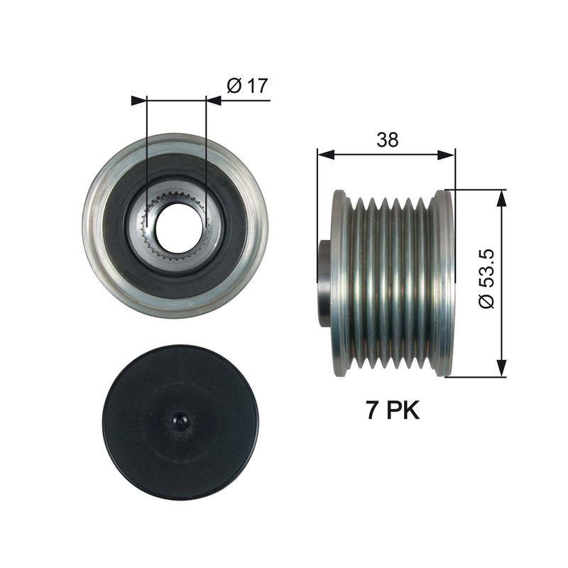 GATES OAP7190 Alternator Pulley - Fits 10-Master 2.3Dci & 15-Traffic 1.6Dci — Starting & Charging