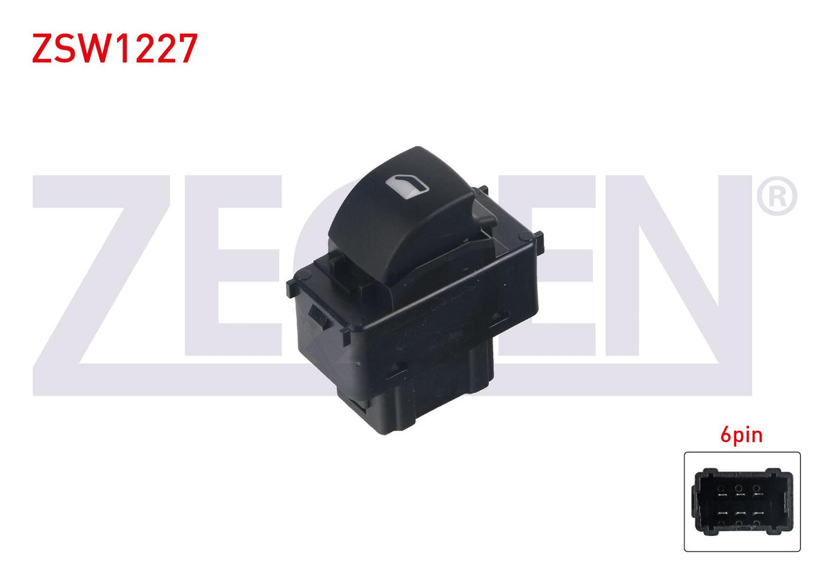Zegen ZSW1227 Glass Release Switch Single 6 Pin Berlingo-Partner 2008-/ 207 2006-2012 — Switches & Relays
