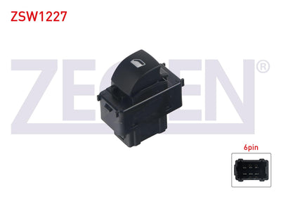 Zegen ZSW1227 Glass Release Switch Single 6 Pin Berlingo-Partner 2008-/ 207 2006-2012 — Switches & Relays