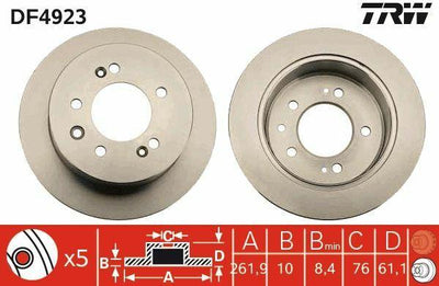 TRW DF4923 Rear Disc Brake - Compatible with 2020 Elantra — Brake Rotors & Drums