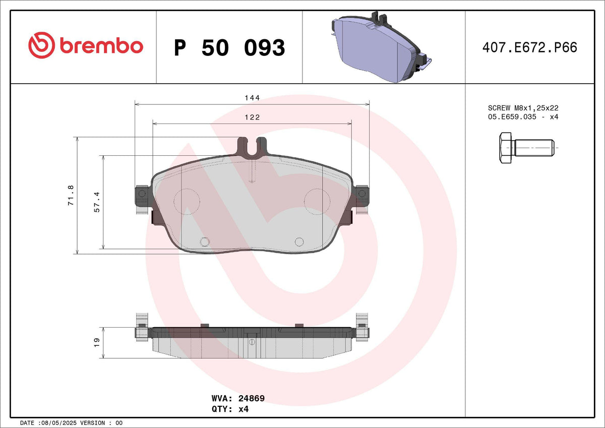 Brembo P50093X Brake Pad Front & Rear Xtra Mercedes-Benz — Brake Pads