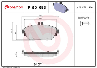 Brembo P50093X Brake Pad Front & Rear Xtra Mercedes-Benz — Brake Pads