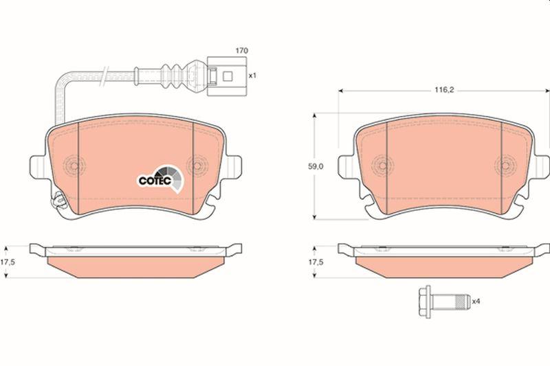 TRW GDB1557 Brake Pad Rear with Connector VW Multivan T5 1.9-2.5 TDI 2.0 TSI 3.2 Vr6 03-15 — Brake Pads