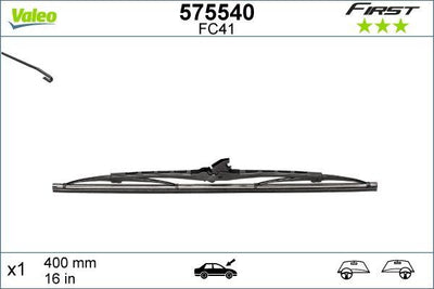 Valeo 575540 Wiper Blade Single 40cm with Hook First — Wipers