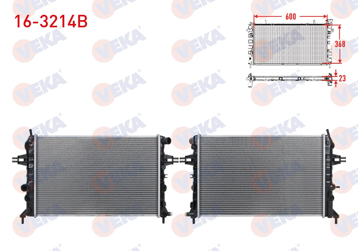 Veka 16-3214B Water Radiator Brazing Opel Astra G (F69) 1.4 16V M-T Ac + /-1998-2005 — Radiators & Fans