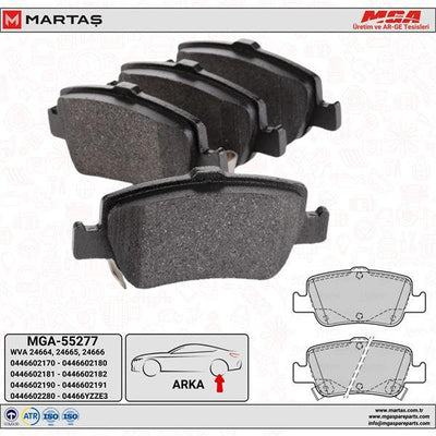 MGA 55277 Brake Pad Brake Rear-(Toyota: Corolla 07 > 12-Auris 2013 > 1.4 D4d Diesel) — Brake Pads