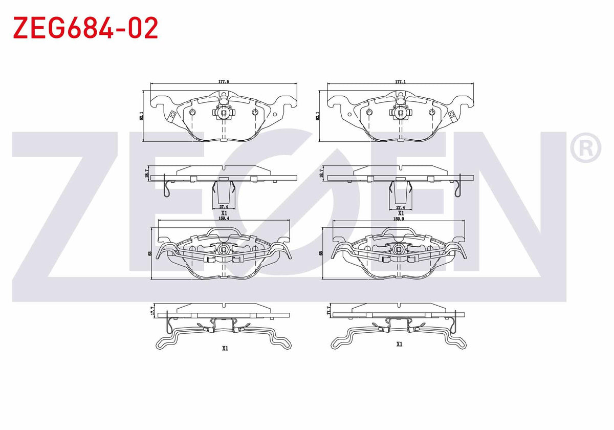 Zegen ZEG684-02 Brake Pad Front with Wear Indicator Opel Astra G 1.2 16V 1998-2005 / Astra G 1.4 16V 1998-2005 / — Brake Pads