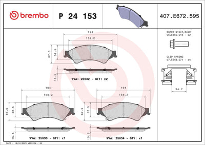 Brembo P24153 Front Brake Pad Set Ford Ranger 2.2 TDCi 3.2 TDCi 4x4 2011-2020 — Brake Pads
