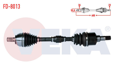 Veka FD-8013 Complete Axle Left Front Ford Focus II (Da) 1.6i M-T Length 600mm 2004-2011 — Axles, CV Joints & Boots
