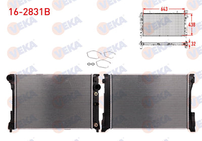 Veka 16-2831B Water Radiator Brazing Mercedes C Class (W204) C 180 A-T Ac + /-2007-2014 — Radiators & Fans