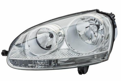 HELLA 1EG247007-581 - Electric Motor Chrome Headlight for Golf V 04-11, Jetta III 05 — Headlights