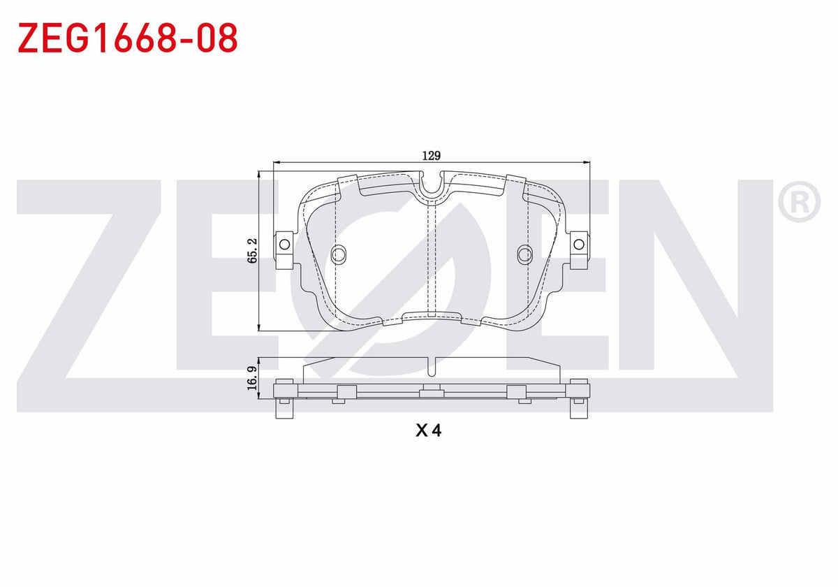 Zegen ZEG1668-08 Brake Pad Rear with Wear Indicator Audi Q7 (4M) 3.0 TDI 2015-/ Audi Q7 (4M) 2.0 TFSI 2015 — Brake Pads
