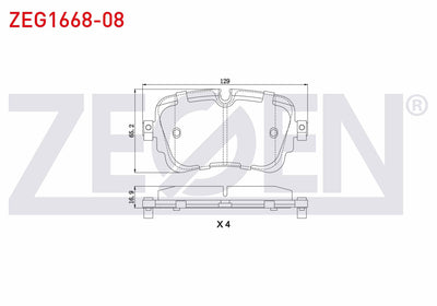Zegen ZEG1668-08 Brake Pad Rear with Wear Indicator Audi Q7 (4M) 3.0 TDI 2015-/ Audi Q7 (4M) 2.0 TFSI 2015 — Brake Pads