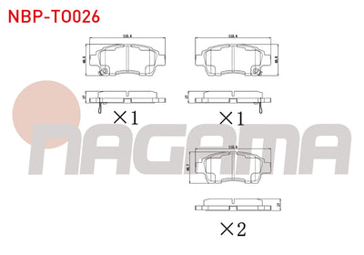 NAGAMA NBP-TO026 Brake Pad Front with Wear Indicator Toyota Yaris (_Cp10) 1.0i 1999-2005 / Yaris (_Cp10) 1.3i 1999-2005