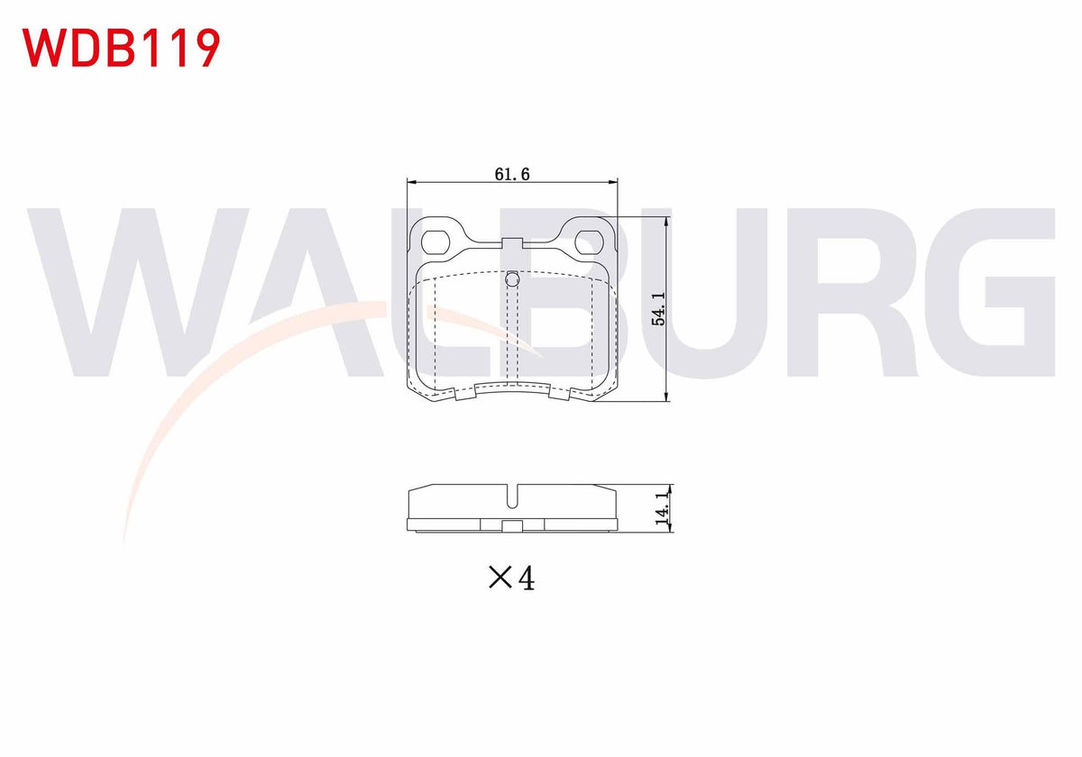WALBURG WDB119 Brake Pad Rear Mercedes 190 (W201) 2.0 1982-1993 / 190 (W201) D 2.5 1982-1993 — Brake Pads