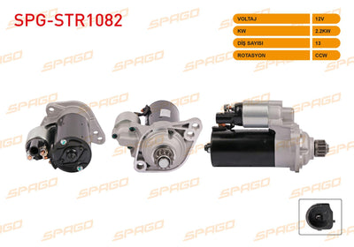 SPAGO SPG-STR1082 Starter Motor (B Type) 12V 2.2Kw 13 Outer Ccw (Str5054) Transporter T5 T6-Passat B6 B — Starting & Charging