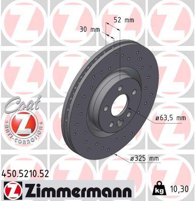 Zimmermann 450.5210.52 Brake Disc Front Sport Lad Rover Discovery Sport Evoque 2018 / Jaguar E-Pace X5 — Brake Rotors & Drums