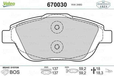 Valeo 670030 Citroen C3 II/DS3/C3 Picasso/P2008/Mokka-E Front Brake Pad — Brake Pads