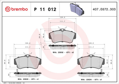 Brembo P11012 Brake Pad Front Low-Met Chrysler — Brake Pads