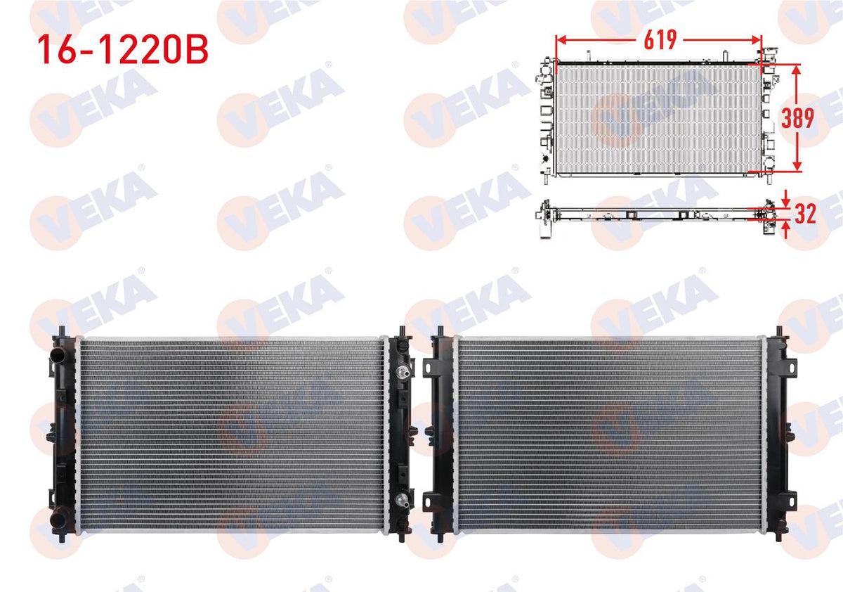 Veka 16-1220B Water Radiator Brazing Chrysler Stratus Cabrio (Ja) 2.0, 2.5 1995-2001 A-T — Radiators & Fans