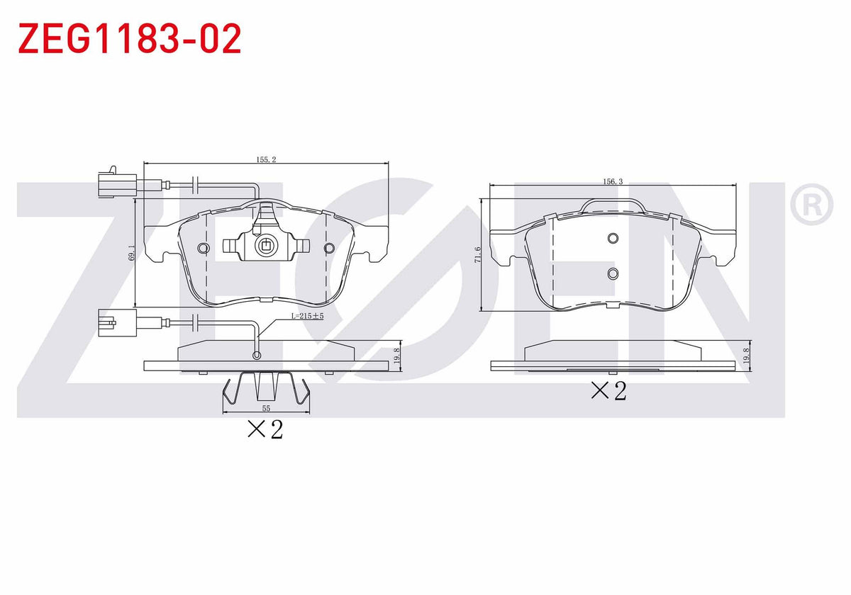 Zegen ZEG1183-02 Brake Pad Front with Connector Alfa Romeo 159 (939) 1.8 TBi 2006-2011 / 159 (939) 1.9 Jtdm 2006 — Brake Pads