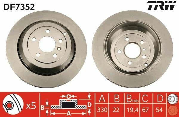 TRW DF7352 Brake Disc - Ventilated Design for GL-Class X164 & R-Class W251 — Brake Rotors & Drums